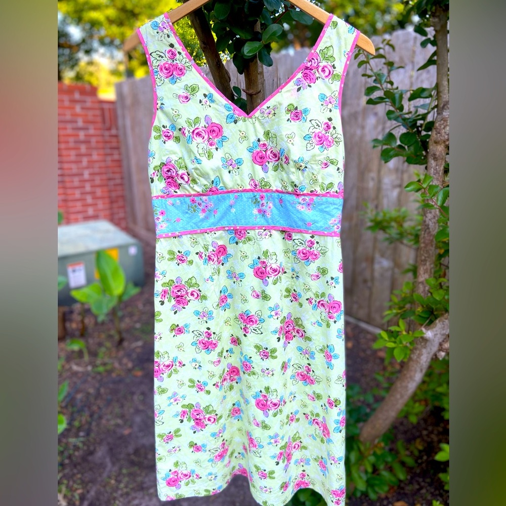 HANNA ANDERSSON Women's Tea Rose Multi Print Shift Sundress Size 8